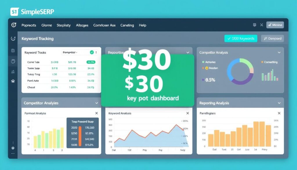 SimpleSERP dashboard showing its value as the cheapest rank tracker