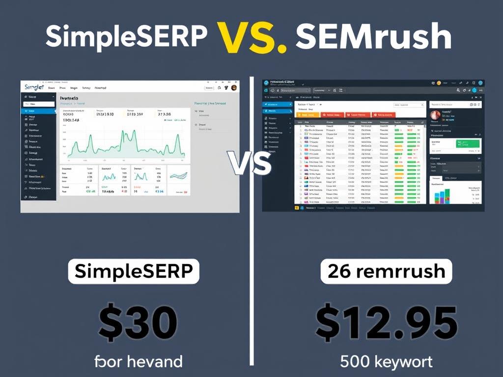 SimpleSERP vs SEMrush comparison highlighting SimpleSERP as the cheapest rank tracker