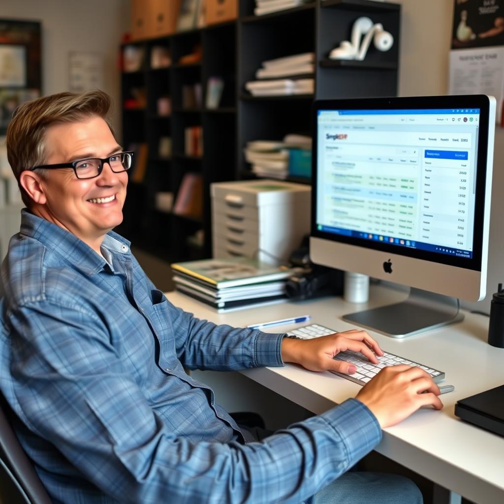 Small business owner using SimpleSERP, the cheapest rank tracker